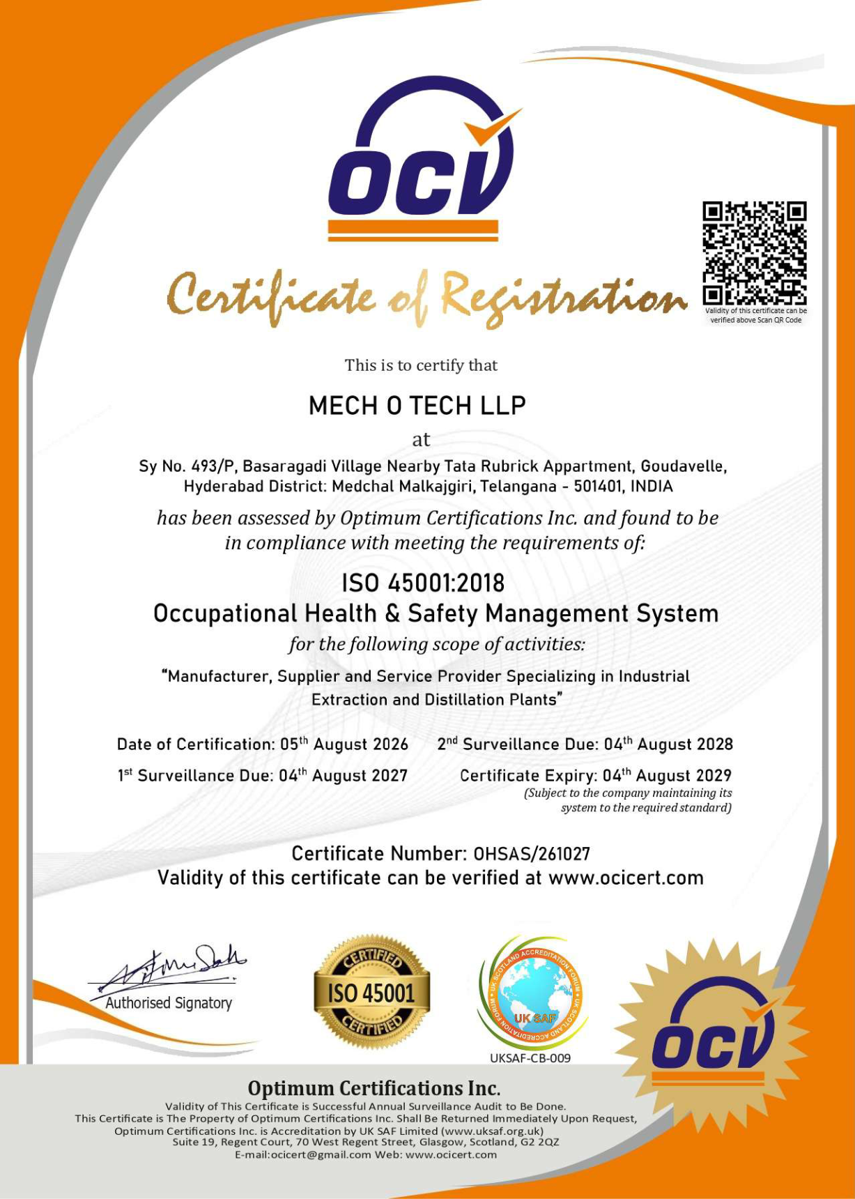 ISO 45001 Certificate
