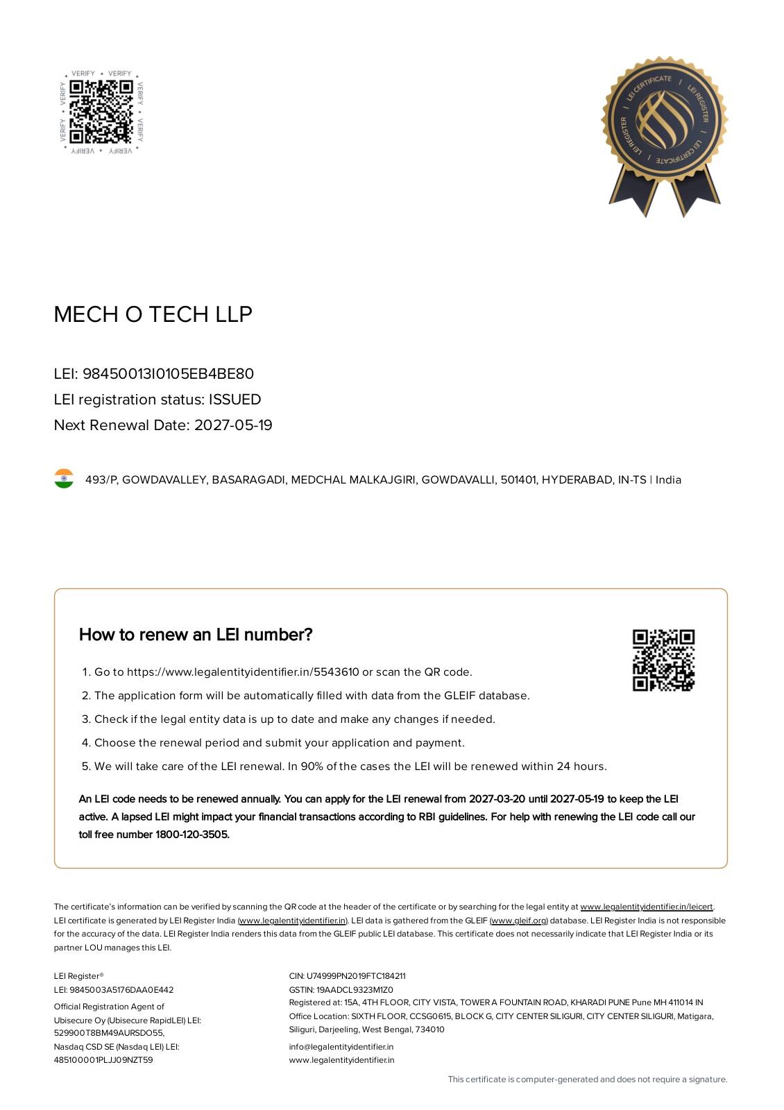 LEI Certificate