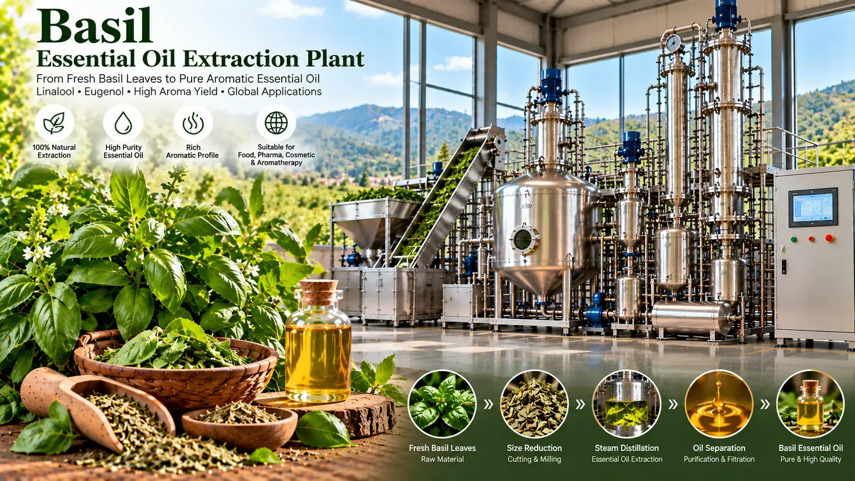 Basil Leaf Oil (CO₂) Herbal Extraction Plants — Mechotech