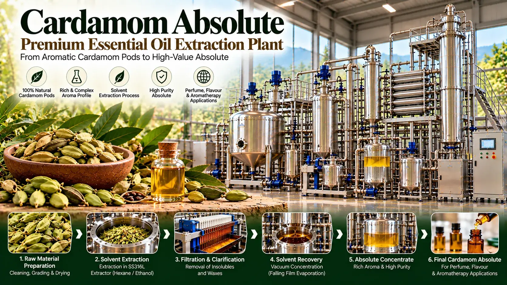 Cardamom Absolute Floral Concrete & Absolute Extraction Plants — Mechotech