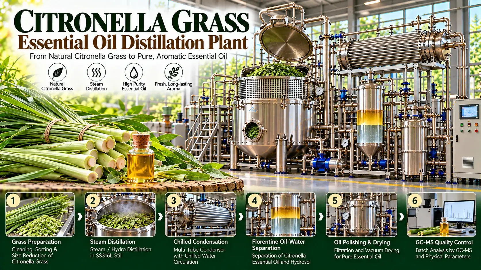 Citronella essential oil distillation plant