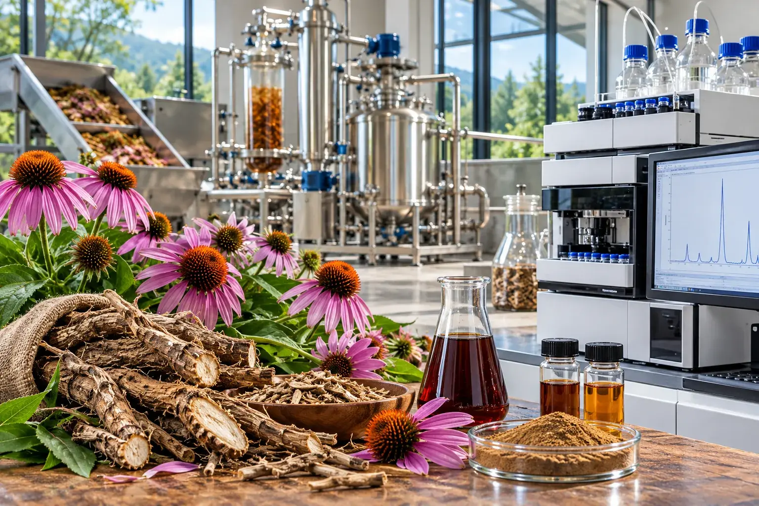 Echinacea Purpurea — Total Phenolics (Cichoric Acid) by HPLC Herbal Extraction Plants — Mechotech