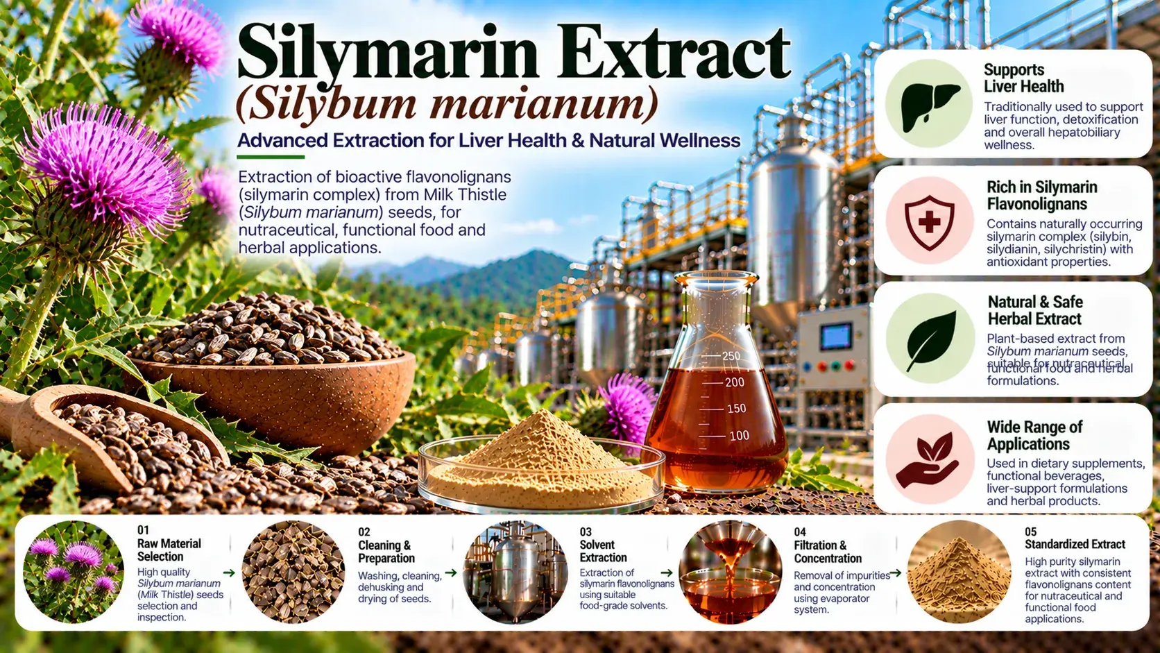 Silymarin (Silybum Marianum) Herbal Extraction Plants — Mechotech