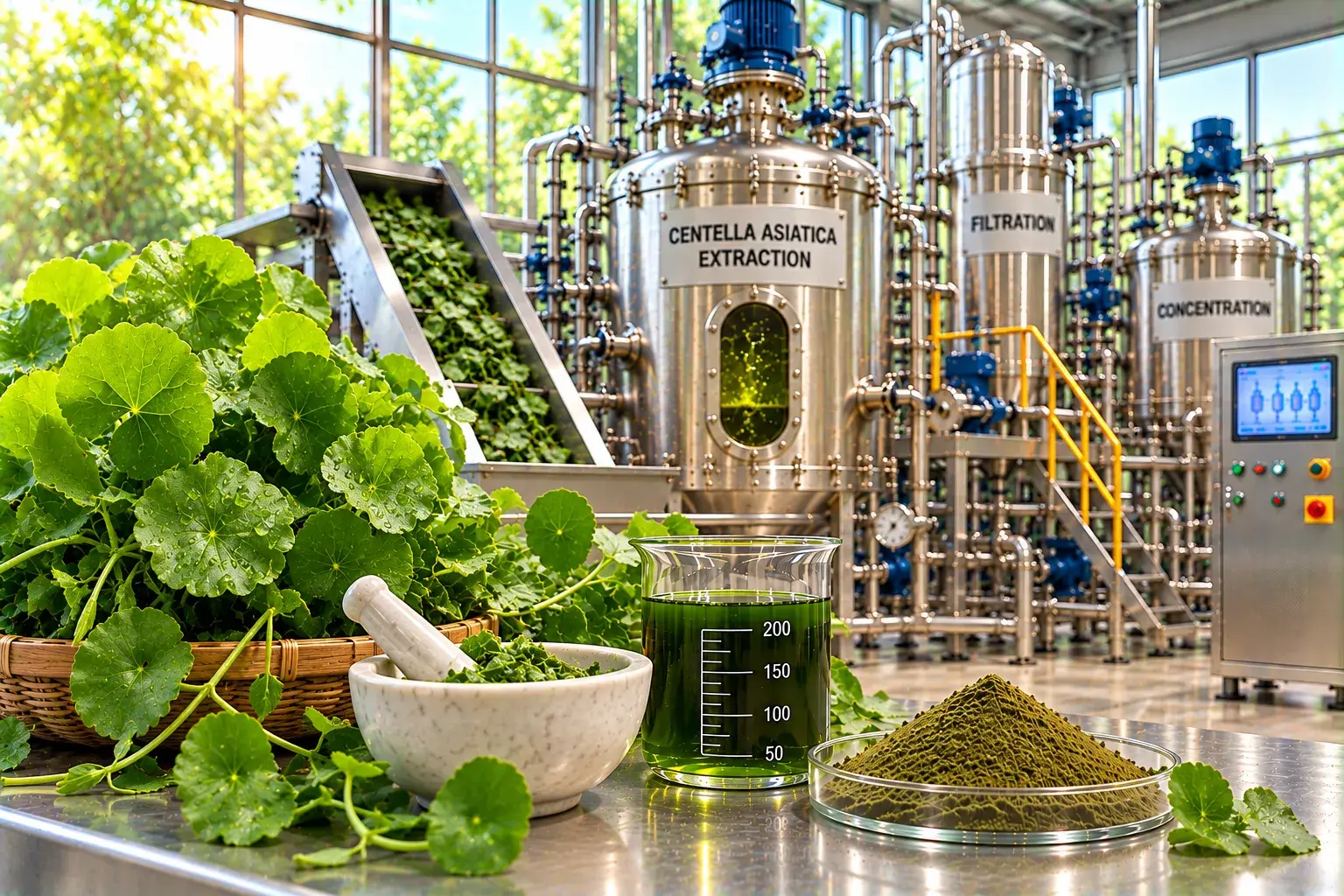 Centella Asiatica Extract — 10% to 40% Asiaticosides by HPLC Herbal Extraction Plants — Mechotech
