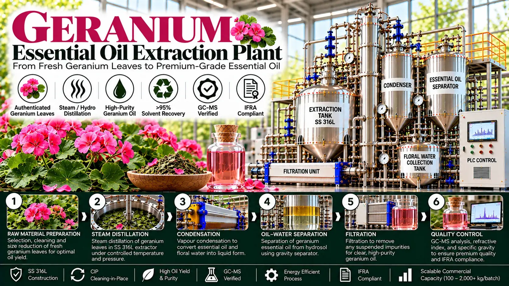 Geranium Leaf Oil (CO₂) CO2 Extraction Plants — Mechotech