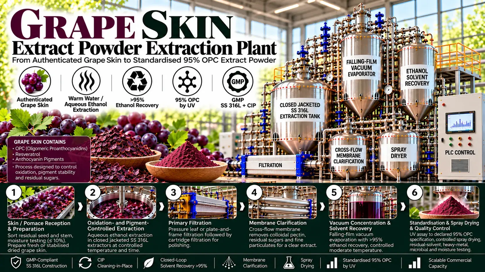 Grape Pomace Polyphenol and Anthocyanin Extract Herbal Extraction Plants — Mechotech