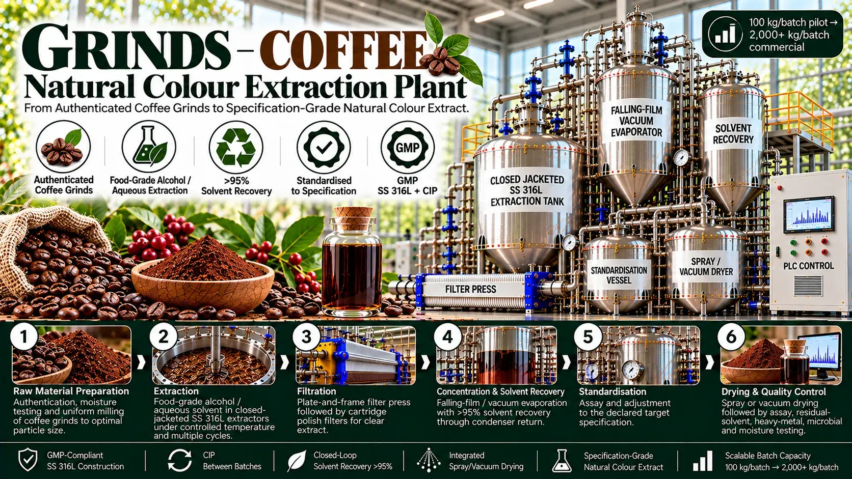 Grinds - Coffee Natural Colour Extraction Plants — Mechotech